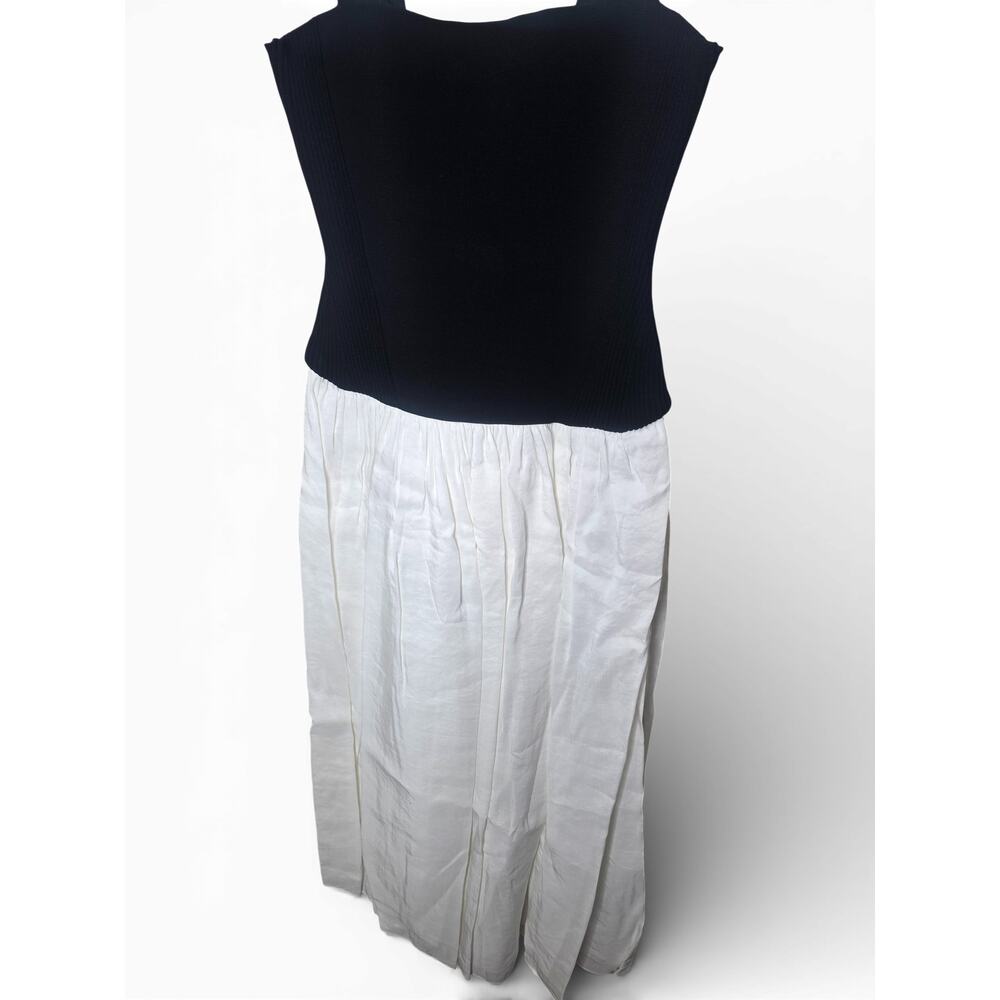 New with Tags La Ligne Henriette Dress L Black Ivory Knit Drop Waist Slit Flowy - Picture 5 of 16